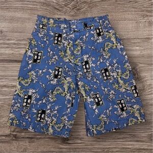 Arizona Jean Company Blue and Green Dragon Print Cargo Shorts